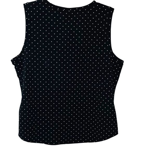 CROFT & BARROW SLEEVELESS ROUND NECK TOP, WOMENS, XXL, BLACK W/ WHITE POLKA DOTS - Picture 5 of 10